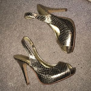 gold heels only worn once